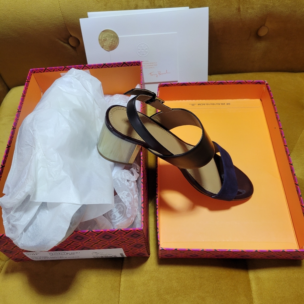 New Never Worn Tory Burch Gigi 55MM Calf Leather/Silk Suede Sandal